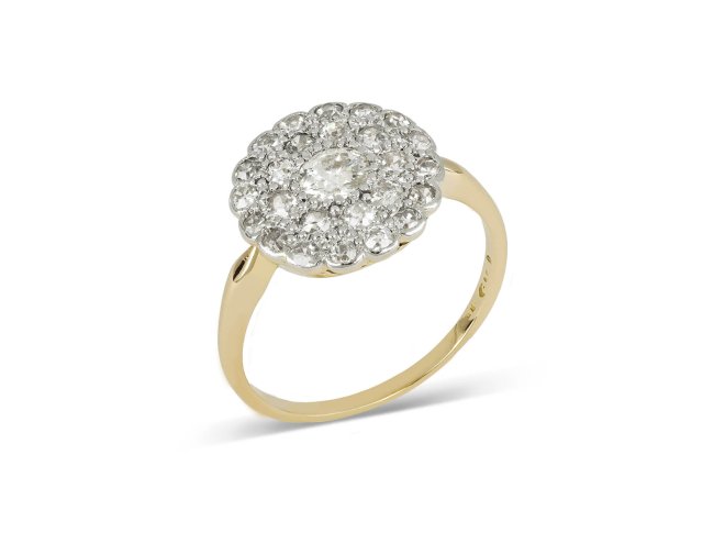 Edwardian diamond cluster ring, circa 1910.