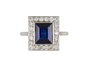 Art Deco sapphire and diamond cluster ring, circa 1920.
