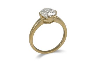Old cut diamond solitaire ring, circa 1950. 