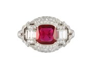 Tiffany & Co. Burmese ruby and diamond ring, American, circa 1920. 