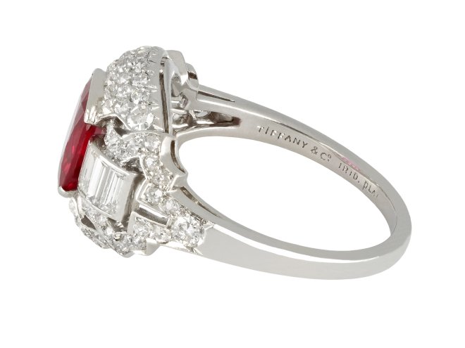 Tiffany & Co. Burmese ruby and diamond ring, American, circa 1920. 