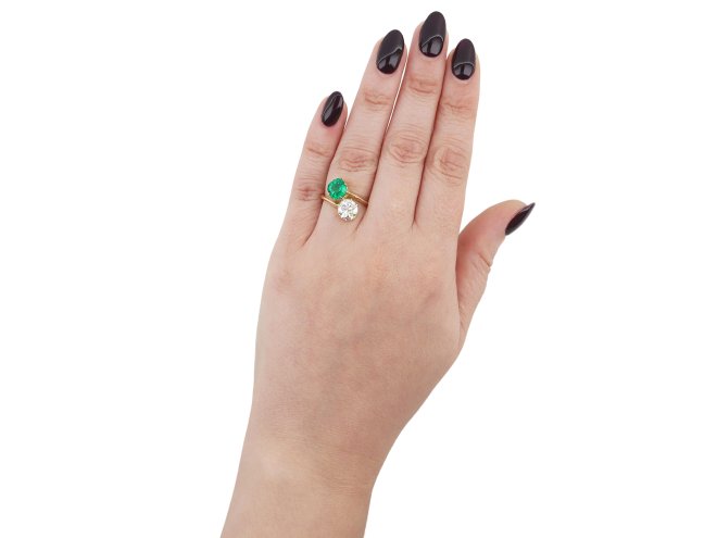 Colombian emerald and diamond ring, circa 1950.