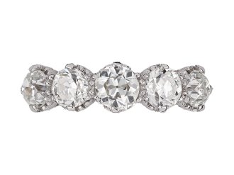 Edwardian diamond five stone ring, English, circa 1910.