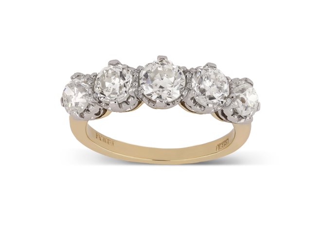 Edwardian diamond five stone ring, circa 1910