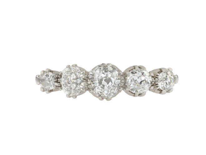 Edwardian old mine diamond five stone ring, circa 1910. 