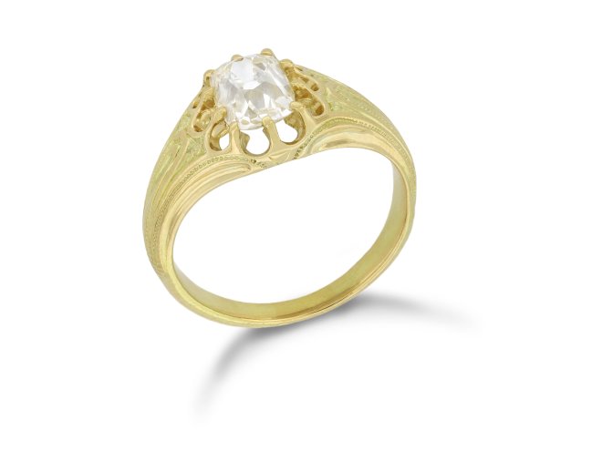 Old mine Diamond solitaire ring, circa 1890.
