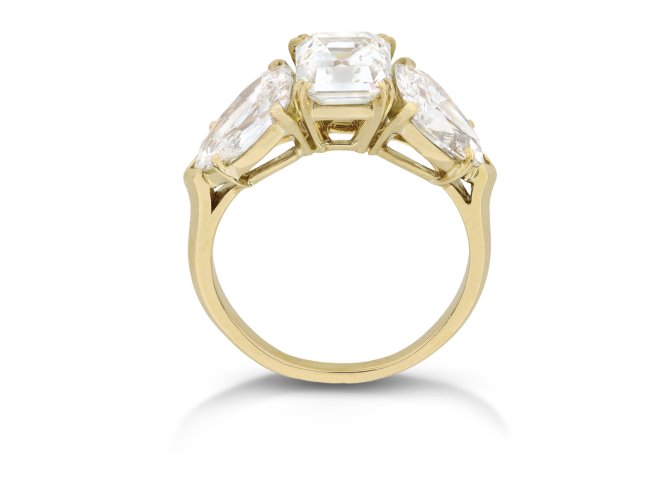 M. Gérard diamond three stone ring, French, circa 1970. 