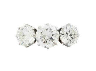 Diamond three stone ring, circa 1920. 