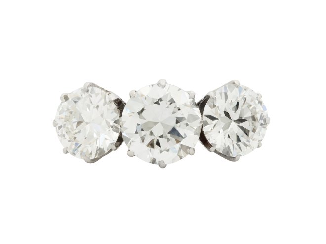 Diamond three stone ring, circa 1920. 
