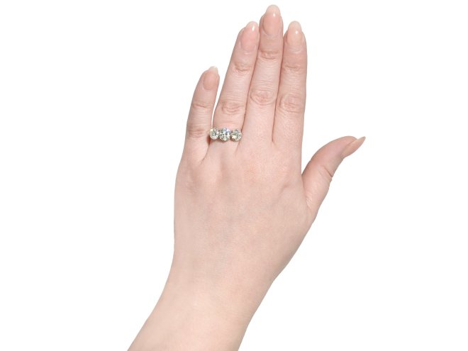 Diamond three stone ring, circa 1920. 