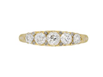 Victorian diamond five stone ring, circa 1900. 