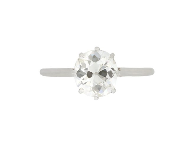 Old mine cut diamond solitaire ring, circa 1920.
