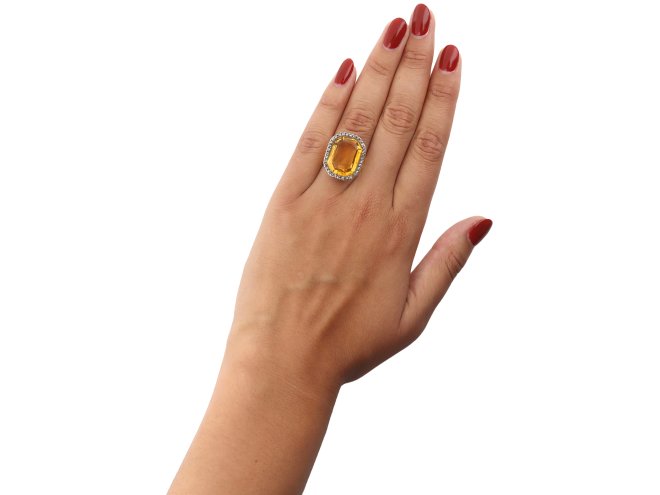 Victorian citrine and diamond coronet cluster ring