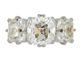 Old mine diamond three stone ring.