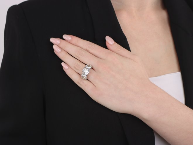 Old mine diamond three stone ring.