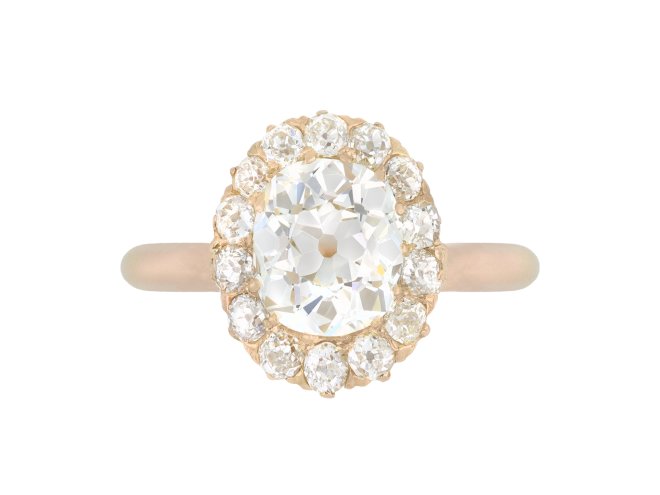 Victorian diamond coronet cluster ring, circa 1900. 
