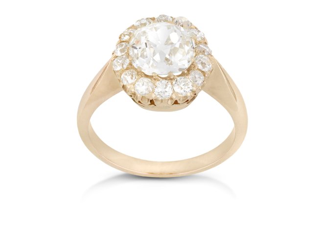 Victorian diamond coronet cluster ring, circa 1900. 