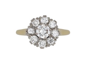 Vintage diamond coronet cluster ring, circa 1950.