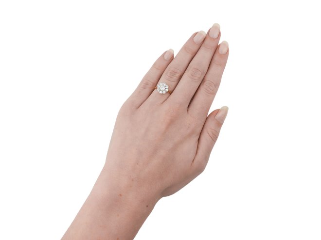 Vintage diamond coronet cluster ring, circa 1950.