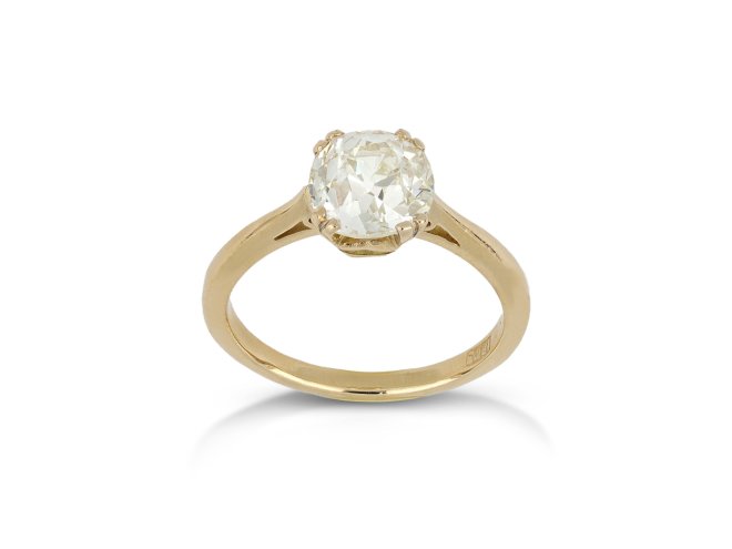 Old mine diamond solitaire ring, circa 1910. 