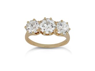 Diamond three stone ring, circa 1905.