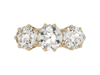 Diamond three stone ring, circa 1905.