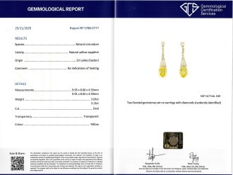 Yellow Ceylon sapphire and diamond drop earrings, circa 1920.