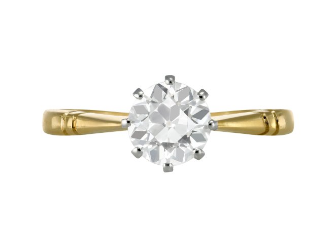 Old cut diamond solitaire ring, circa 1910.