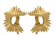 Vintage gold clip earrings, French, circa 1950. 