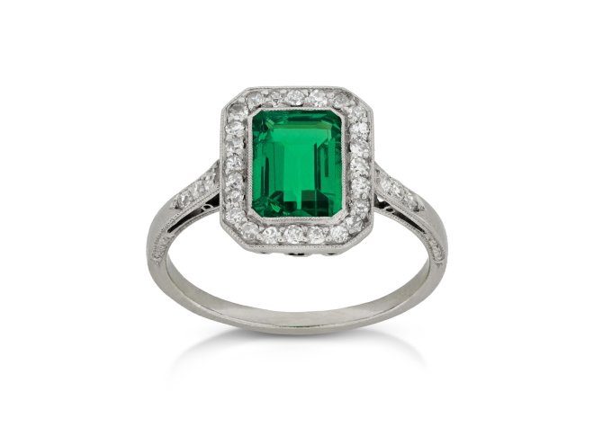 Colombian emerald and diamond coronet cluster, circa 1925.