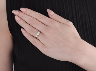 Old cut diamond three stone ring, circa 1930s.