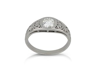 Diamond carved solitaire ring, circa 1915.