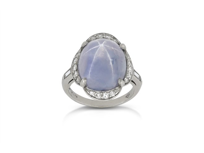 Art Deco star sapphire and diamond coronet cluster ring, American, circa 1930.