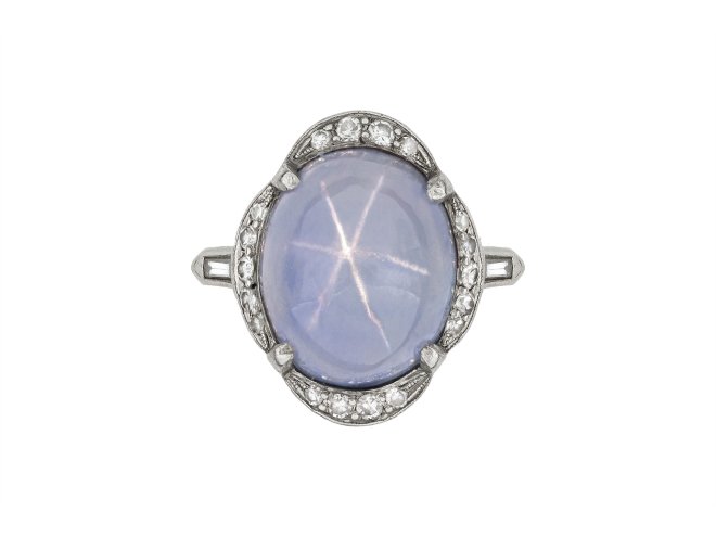 Art Deco star sapphire and diamond coronet cluster ring, American, circa 1930.