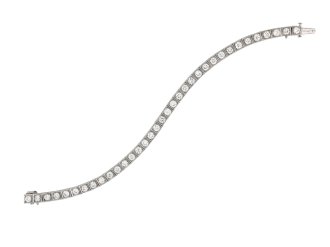 Old cut diamond line bracelet, circa 1920. 