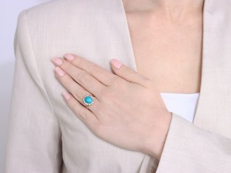 Victorian turquoise and diamond coronet cluster ring, circa 1880. 