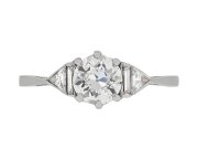 Art Deco diamond flanked solitaire ring, circa 1930. 