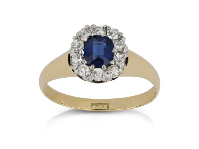 Sapphire and diamond ring, circa 1900