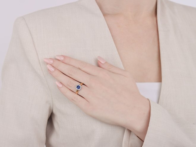 Sapphire and diamond ring, circa 1900