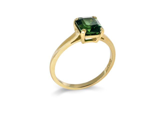 Green sapphire solitaire ring.