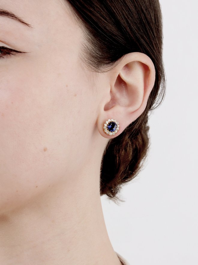 Sapphire and diamond cluster earrings, circa 1900.