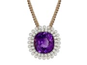Dreicer & Co. amethyst, pearl and diamond pendant/brooch, American, circa 1900.