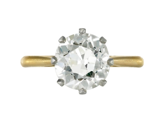 Old mine diamond solitaire ring, circa 1910. 