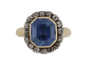 Georgian sapphire and diamond cluster ring, circa 1820. 