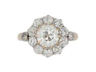Edwardian diamond coronet cluster ring, circa 1910.