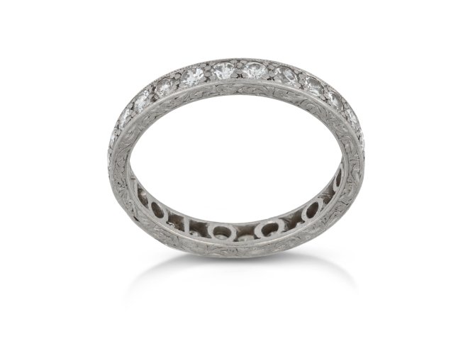 Diamond full eternity band, circa 1950.