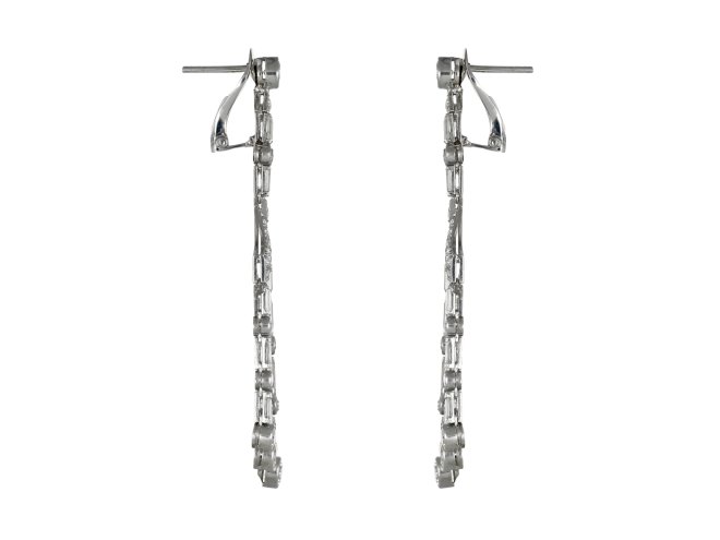 Art Deco chandelier diamond drop earrings, circa 1920. 