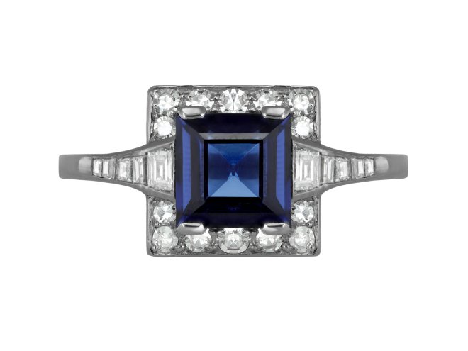 Art Deco sapphire and diamond coronet cluster ring, circa 1935.