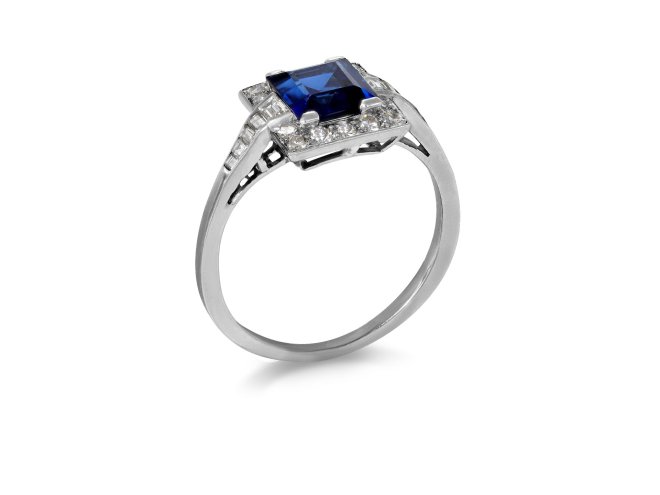 Art Deco sapphire and diamond coronet cluster ring, circa 1935.