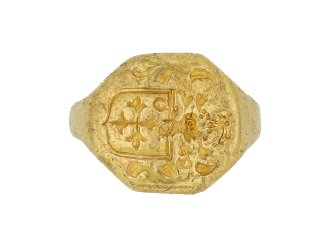 Gold signet ring attributed to the Ward family, English, circa 17th century. 